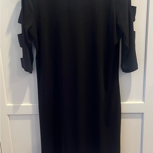 Clara Sun Woo Womens Size Small Black Stretch Tunic Shirt Arm Cutouts - Picture 6 of 7